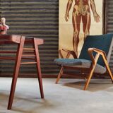 Side table or wood and glass console by Frantisek Jirak 1960