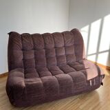 Canapé chauffeuse velours vintage