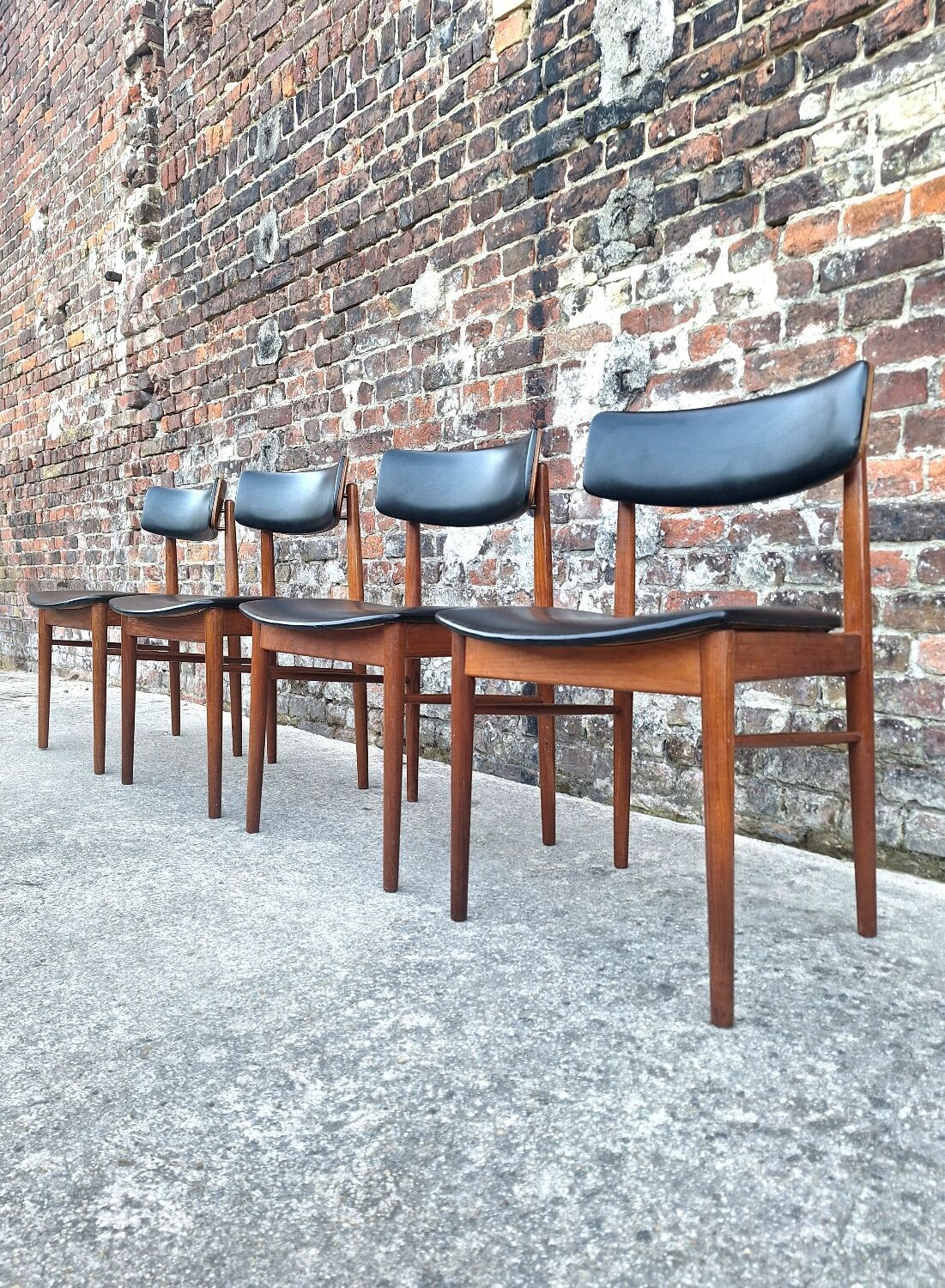 SAX set of 4 vintage Scandinavian chairs, teak and skai furniture