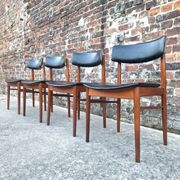SAX set of 4 vintage Scandinavian chairs, teak and skai furniture