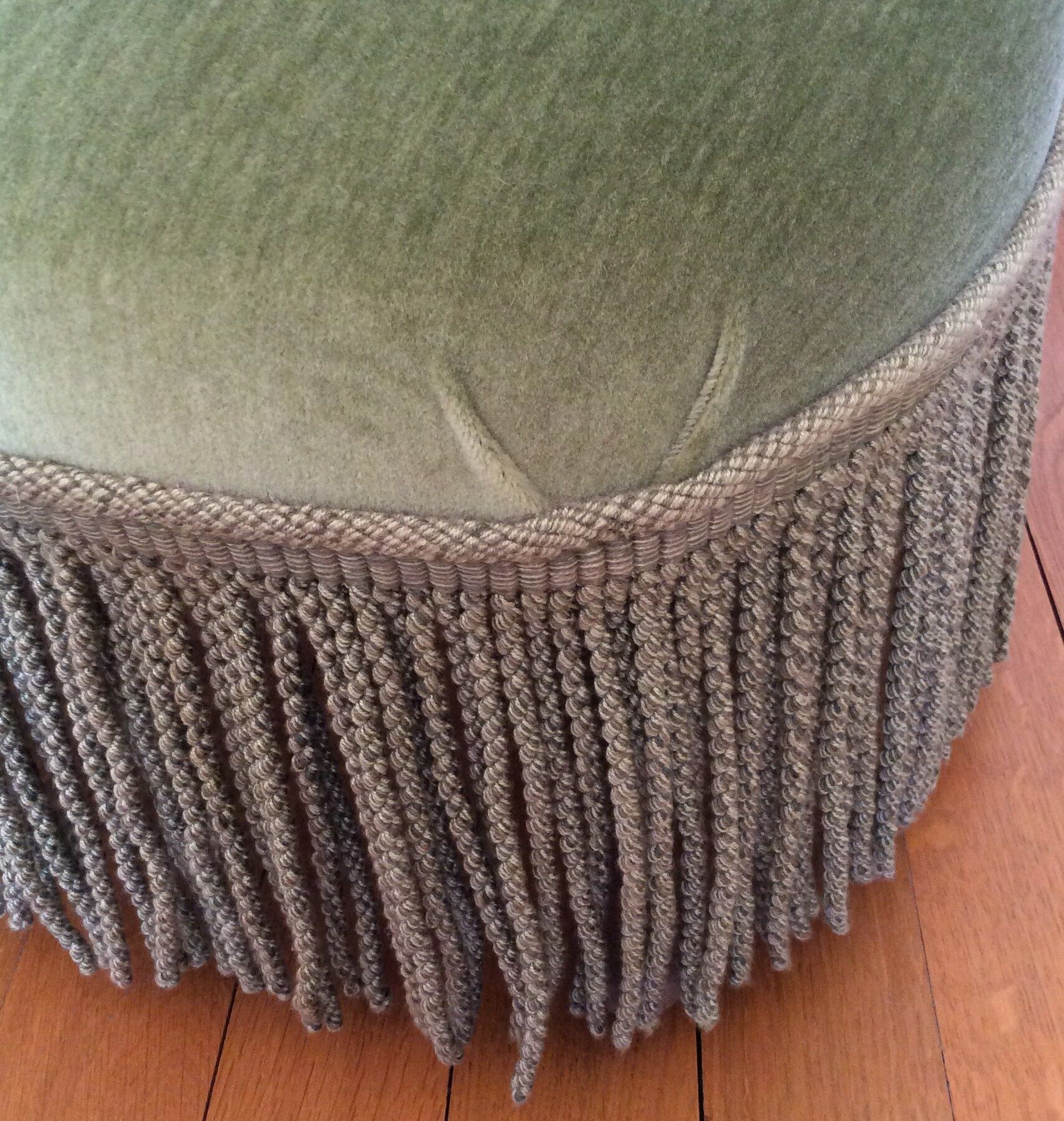 Pair of green velvet armchairs