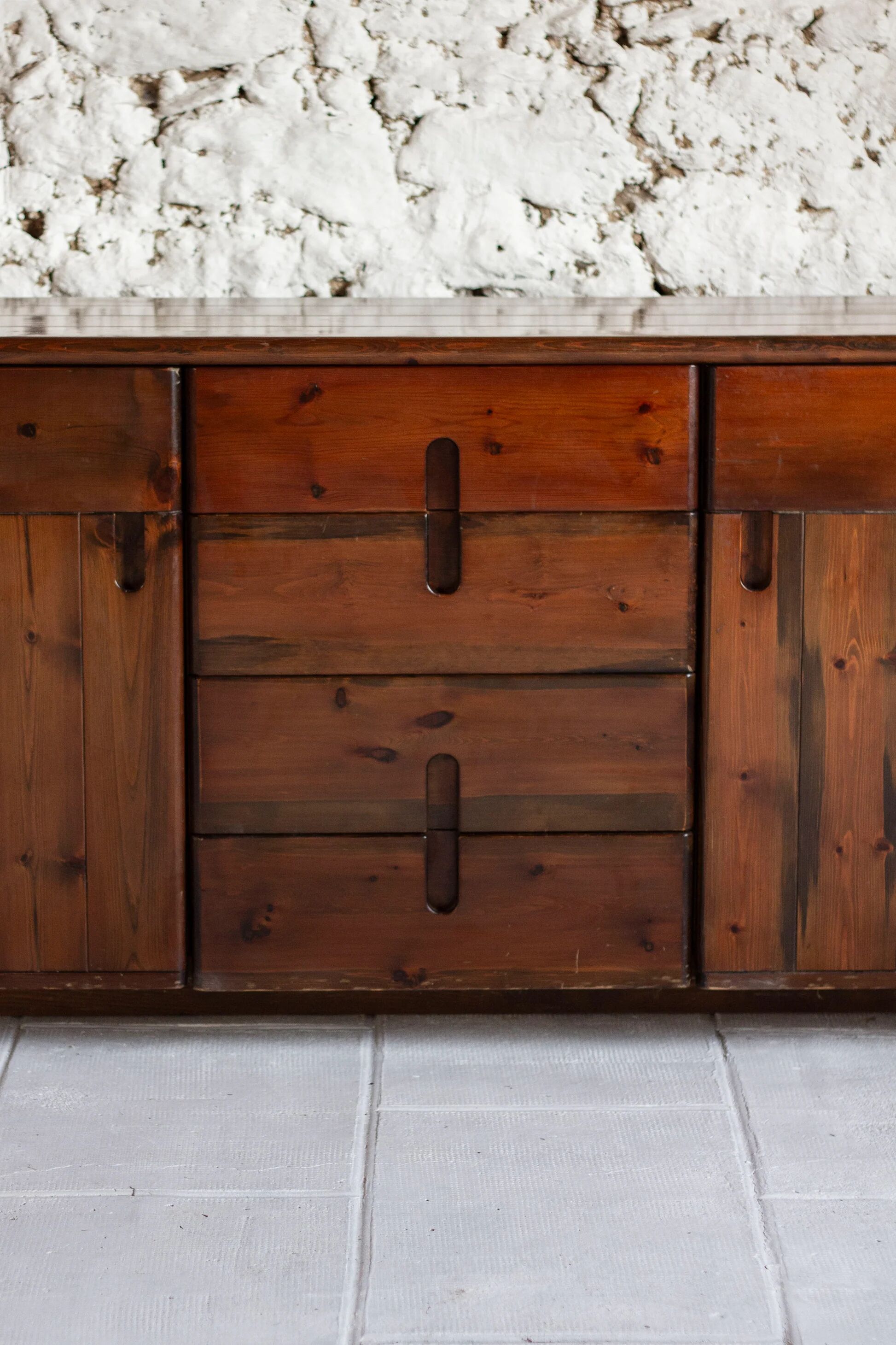 Enfilade by Silvio Coppola in stained solid wood, 1970.