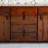 Enfilade by Silvio Coppola in stained solid wood, 1970.