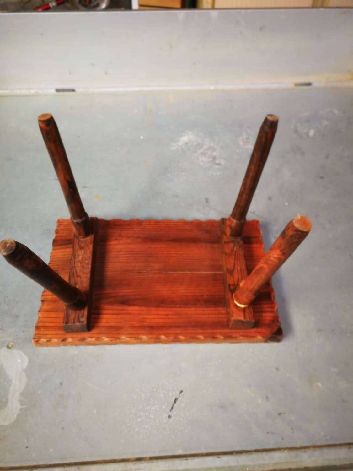 Raw hammered side table