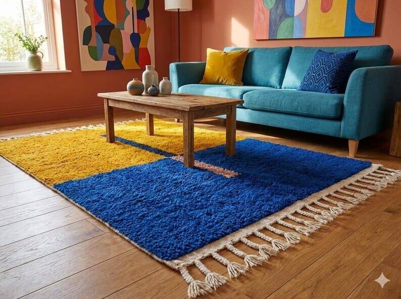 Natural wool handwoven carpet 150/250 cm