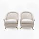Pair of French Mid-Century Armchairs in Art Deco Style with Brass Details