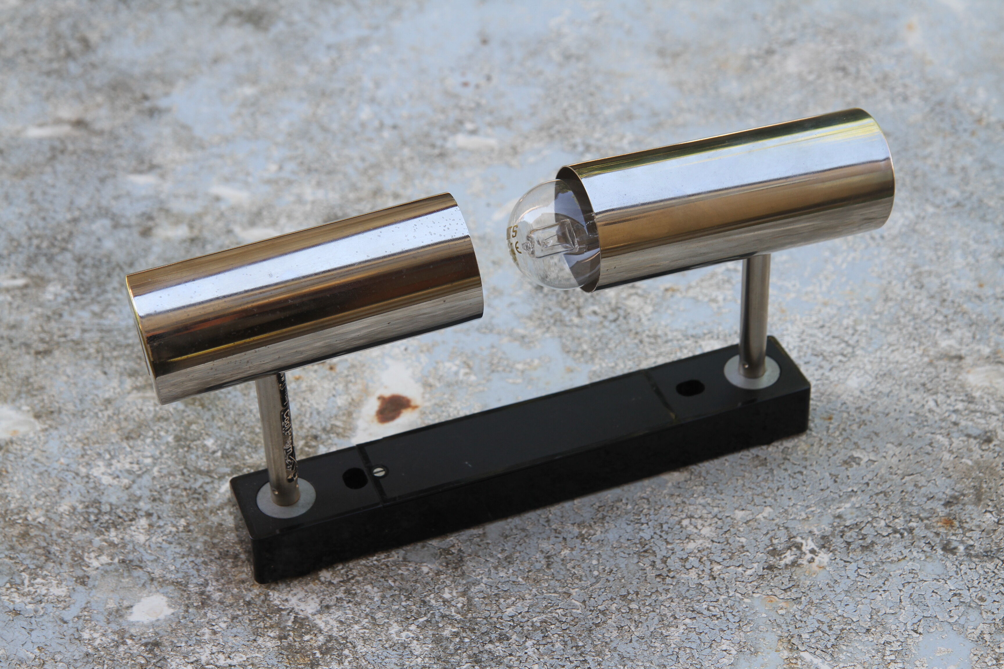 Wall sconce with two chrome lights from the 70s