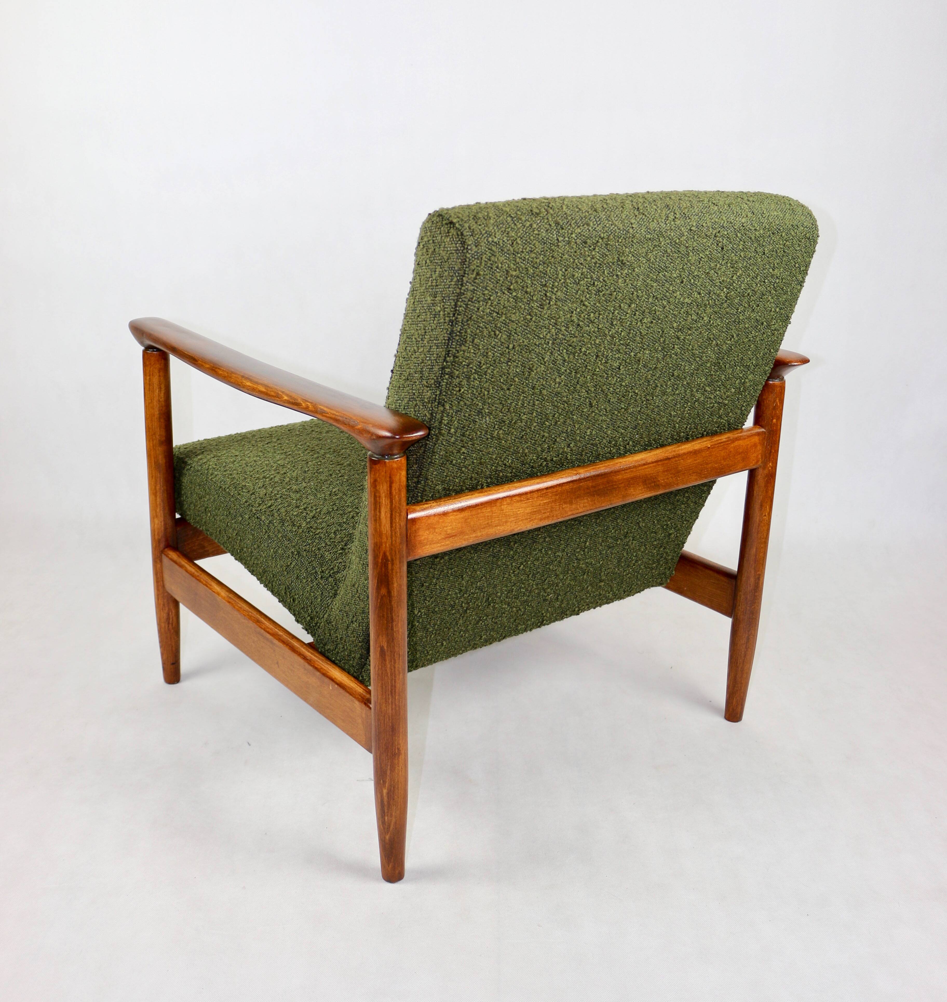 GFM-142 chair in olive boucle, attributed to Edmund Homa, 1970s