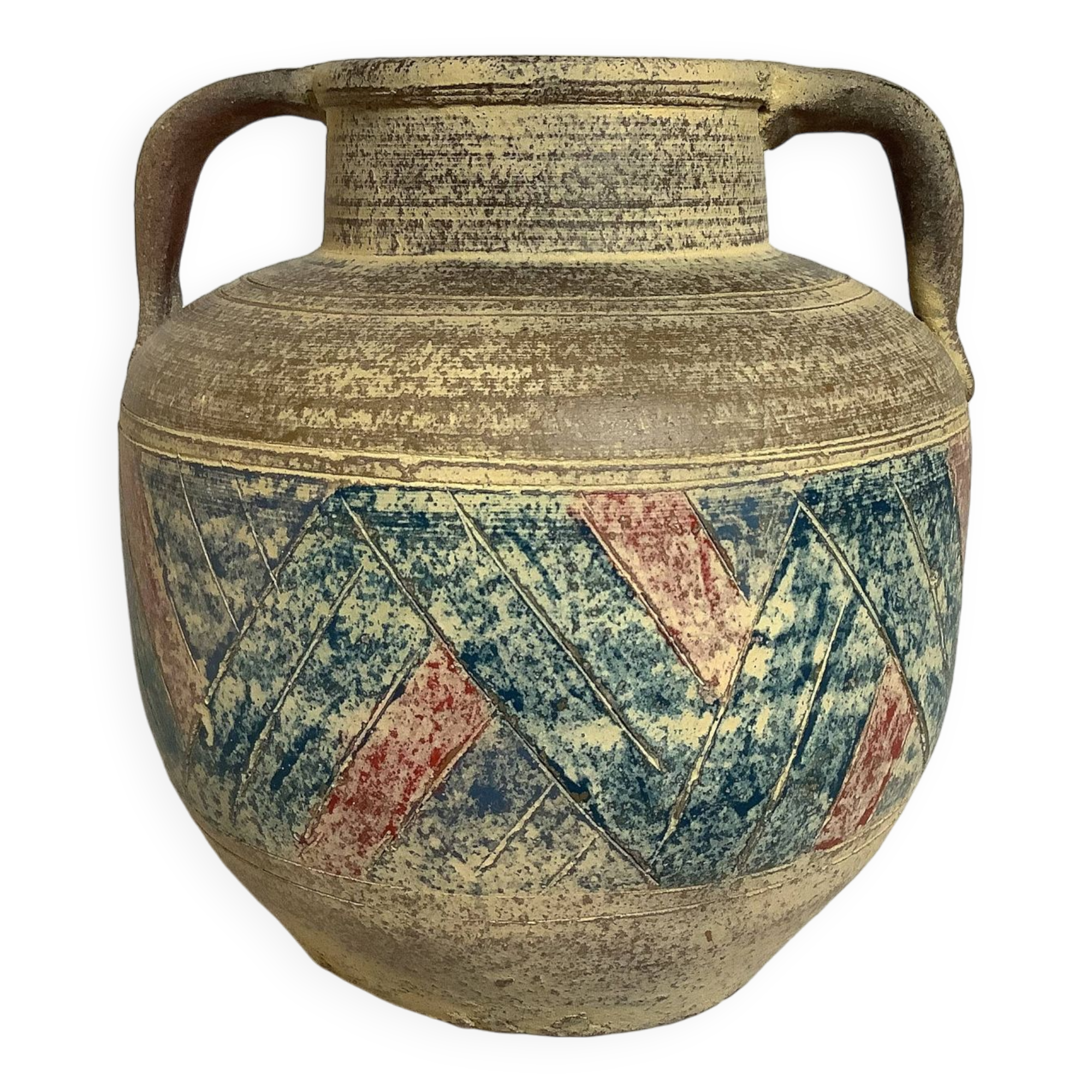 Vase trio of geometric colours