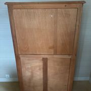 Louis XV style display cabinet, glass doors and chevron panels.