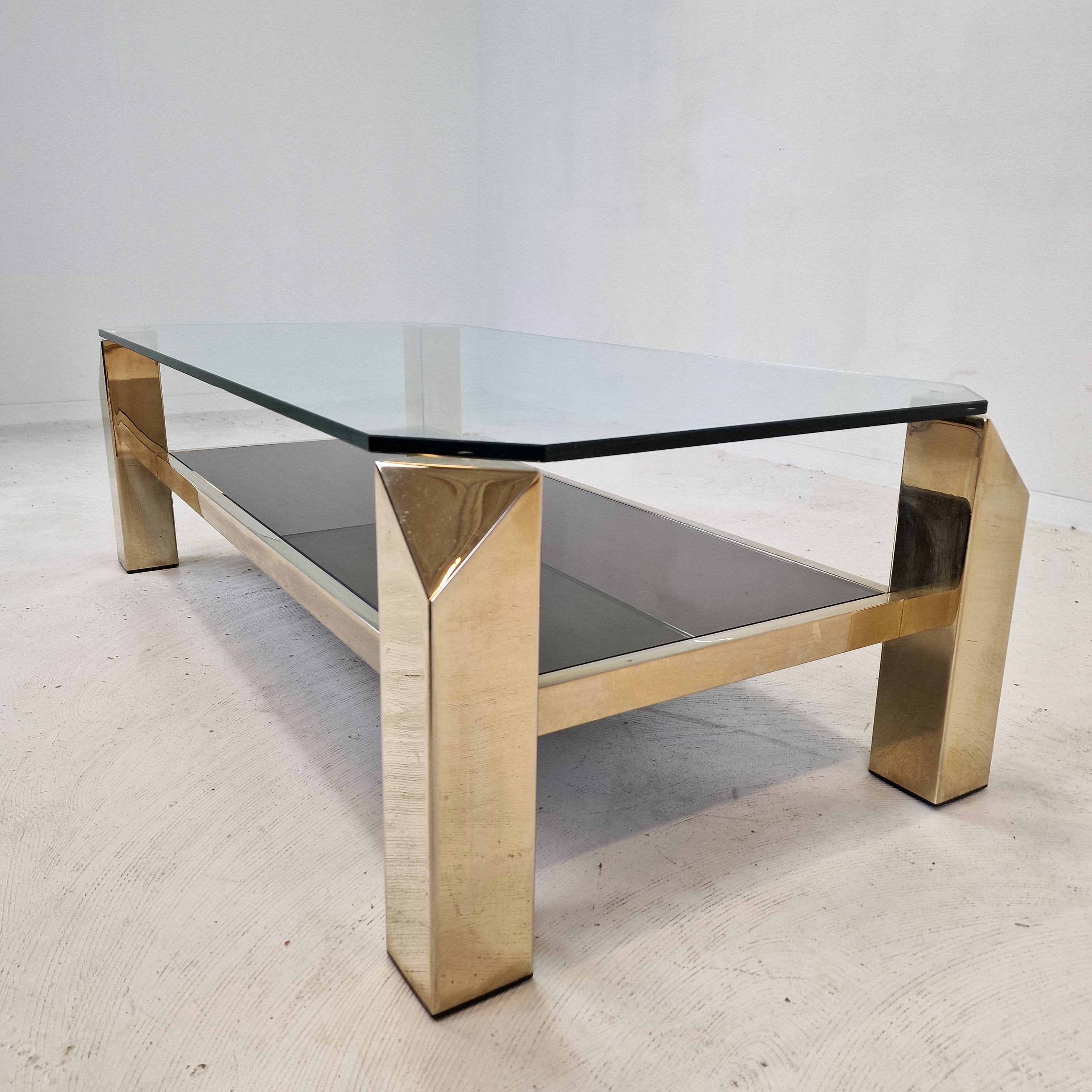 Belgo chrom coffee table 23kt gold plated, 1970's