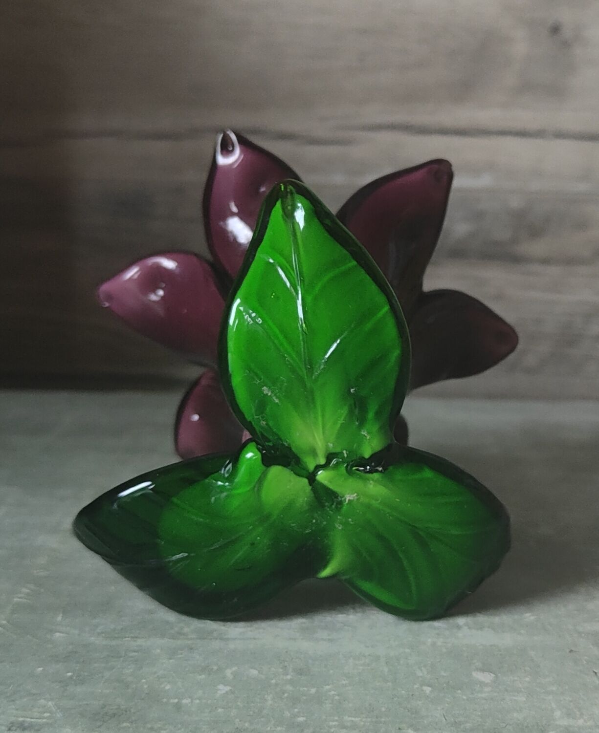 Blown glass flower candle holder