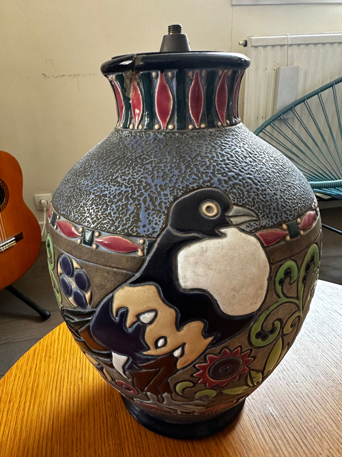 Amphora lamp vase Czechoslovakia Art Deco H 30 cm