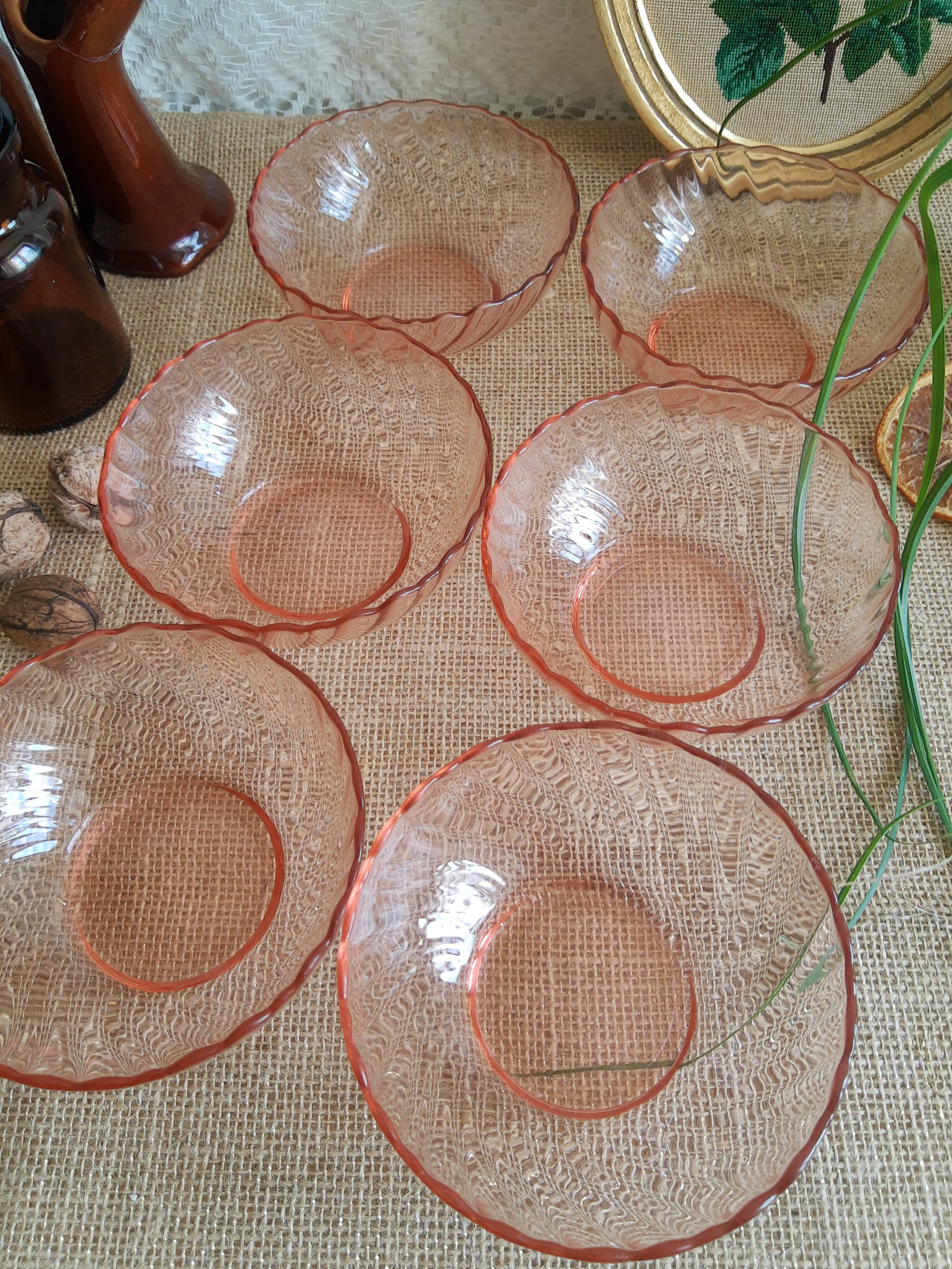 Lot de 6 coupelles  en verre rose vintage