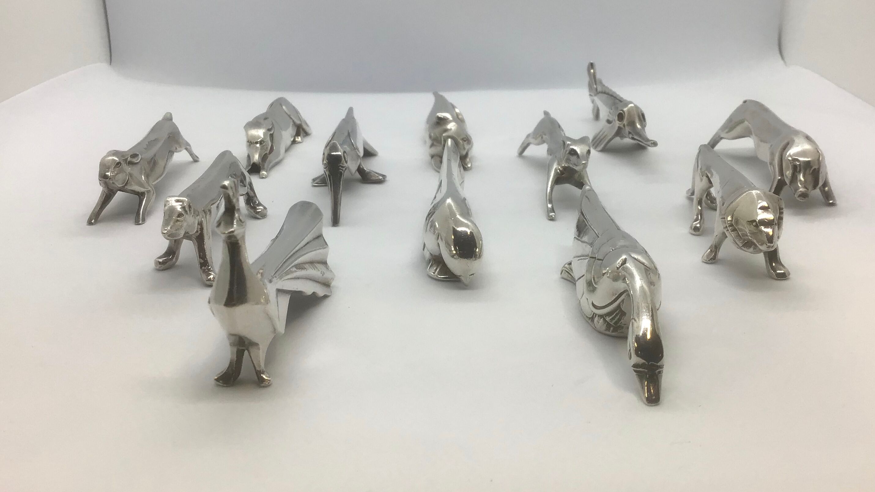12 knife holders by Edouard Sandoz for the Goldsmith Gallia-Christofle