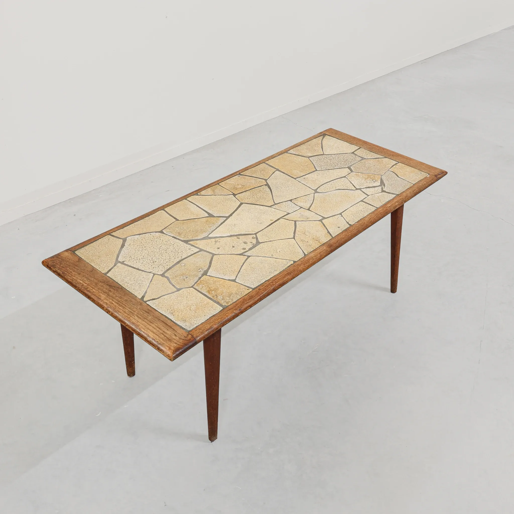 Italian Mid-Century Coffee Table with Mosaic Stone Top