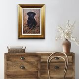 John Trickett b.1952. Black Labrador. Oil on Board. Framed. Original Dog Oil Painting. Portrait.