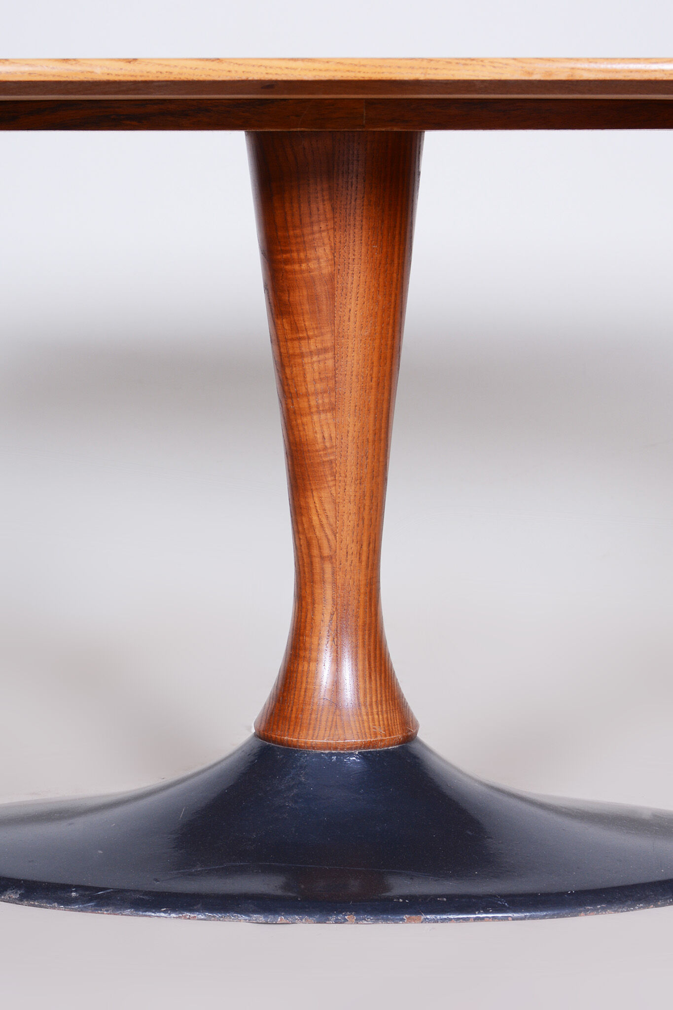 Czech Mid-Century Rosewood Oval Table with Cast Iron Base, 1950s