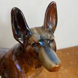 Iridescent ceramic wolf dog, Hubert Béquet