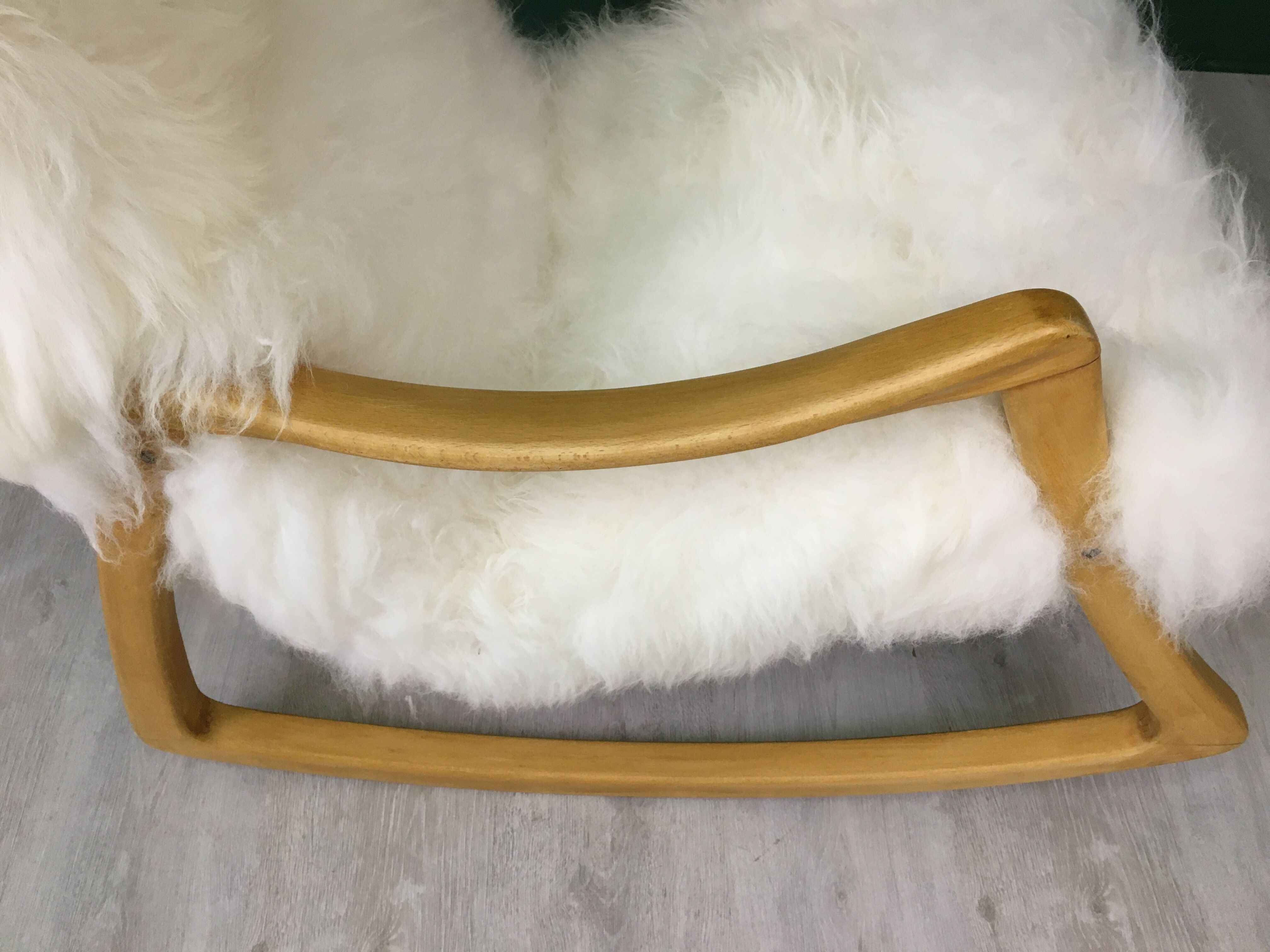 Vintage Sheepskin Fluffy Rocking Chair by Ton