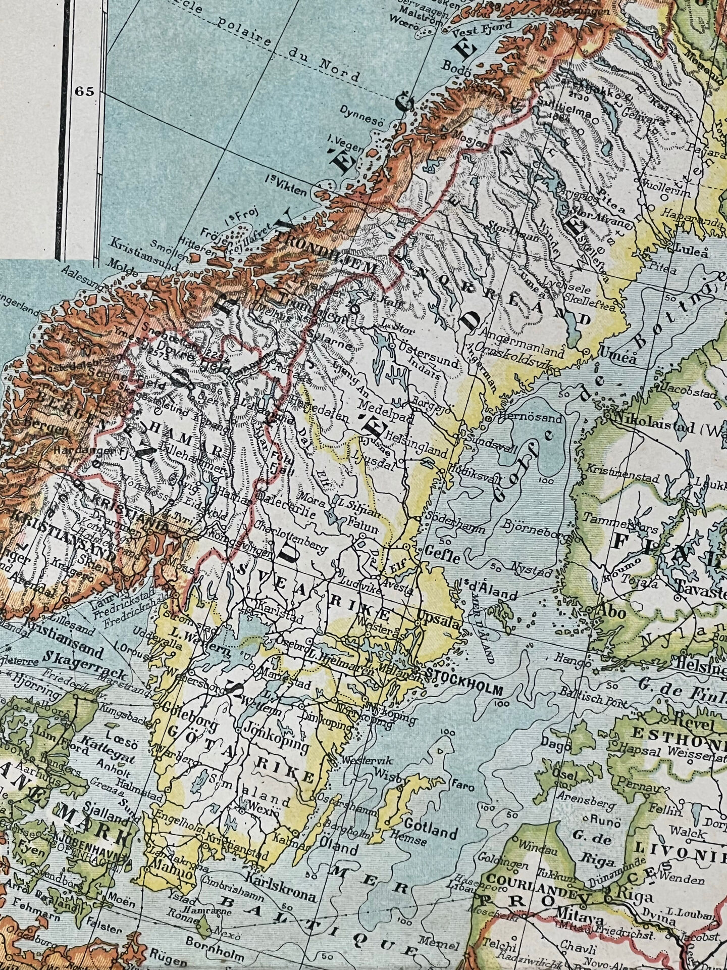 Carte ancienne Russie Suède Norvège 49x37,5cm