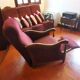 Louis XV style velvet and cherry wood reclining armchair