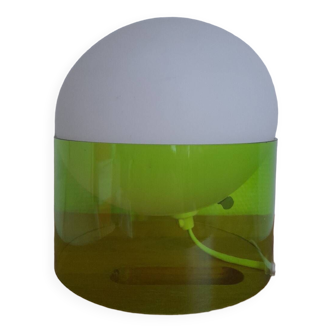 Lampe vintage ikea globe opaline et socle verre vert