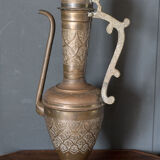 Oriental ewer in brass or copper with handle mid-twentieth