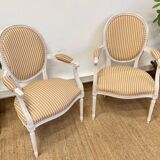 Pair of Louis XVI style medallion armchairs