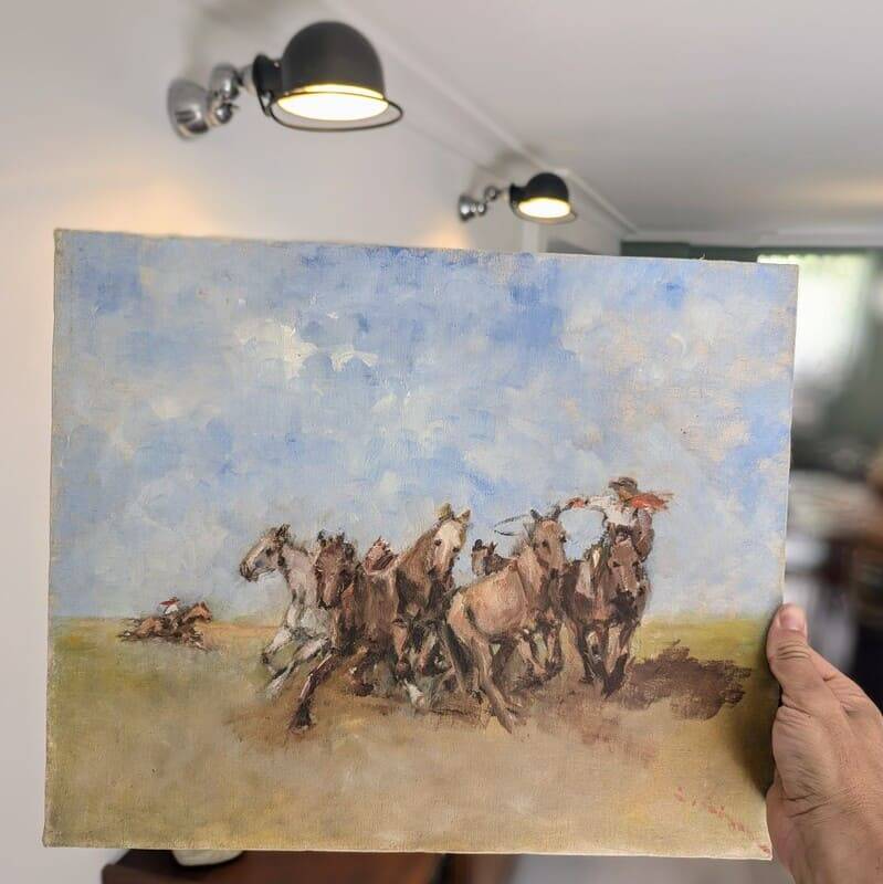 Huile sur toile "Les chevaux sauvages"