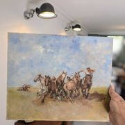 Huile sur toile "Les chevaux sauvages"