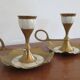 Bougeoirs vintage nacre et laiton