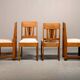 Dutch Art Deco Amsterdam School Dining Chairs in Oak and light Fabric