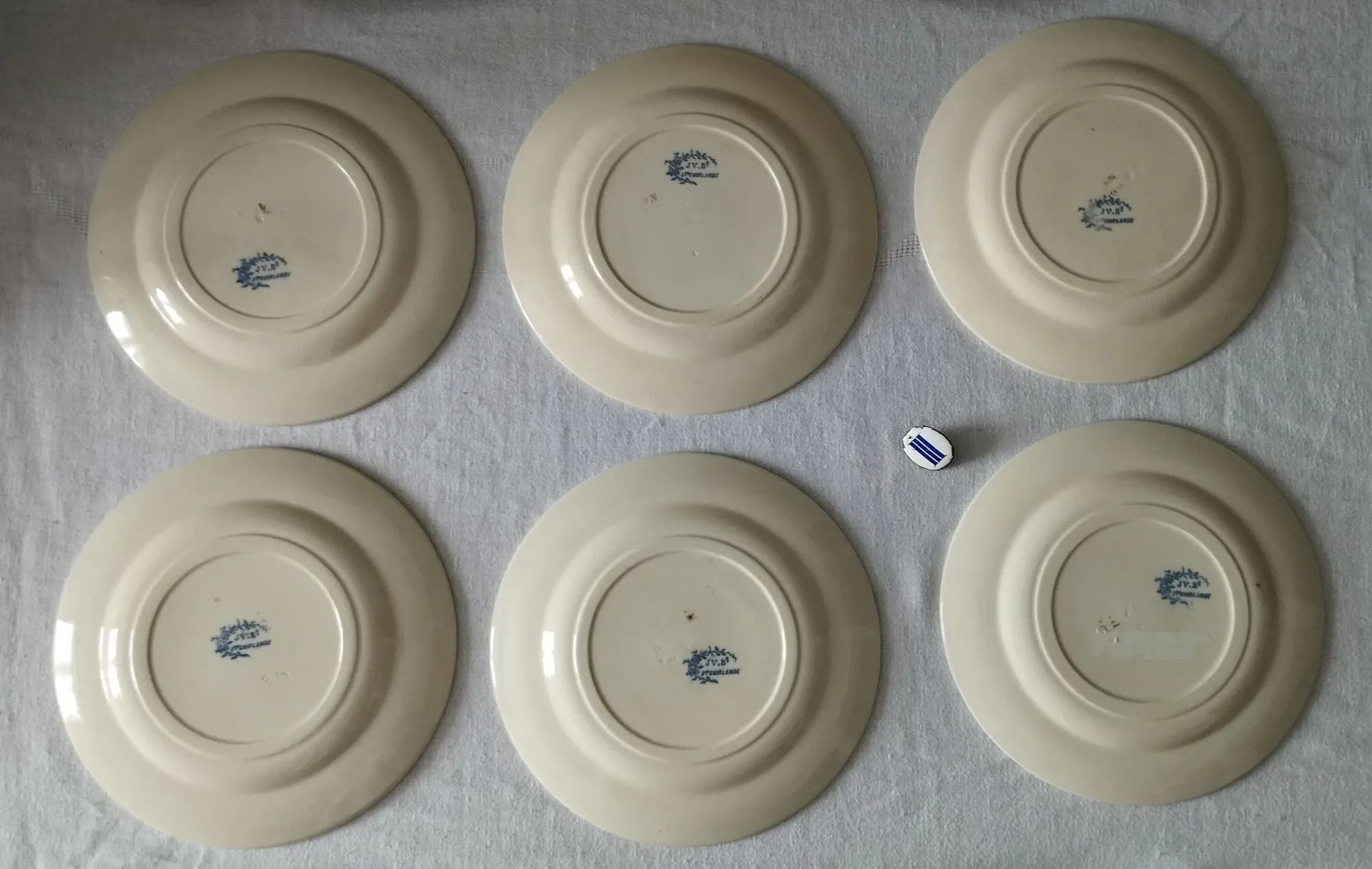 6 dessert plates ironstone J. Vieillard Bordeaux "Garland"
