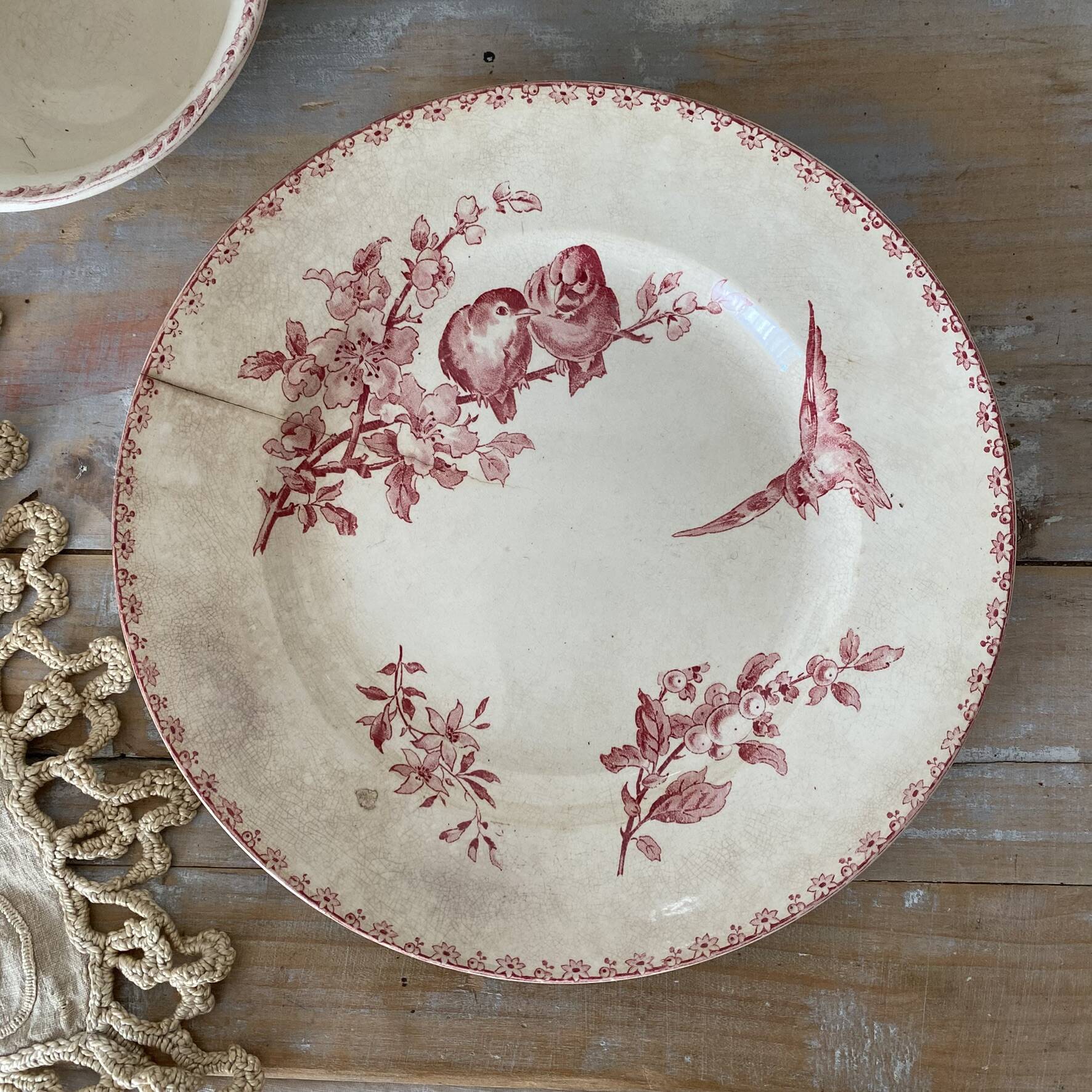 Round plate made of ironstone Sarreguemines Digoin model Favourite