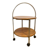 Folding service vintage castors solid wood 70s