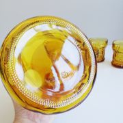 Amber glasses with carafe, italian drinking set 70s