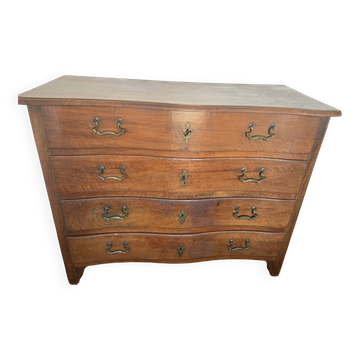 Curved commode, 4 drawers in the antique Louis XV style made of solid wood.