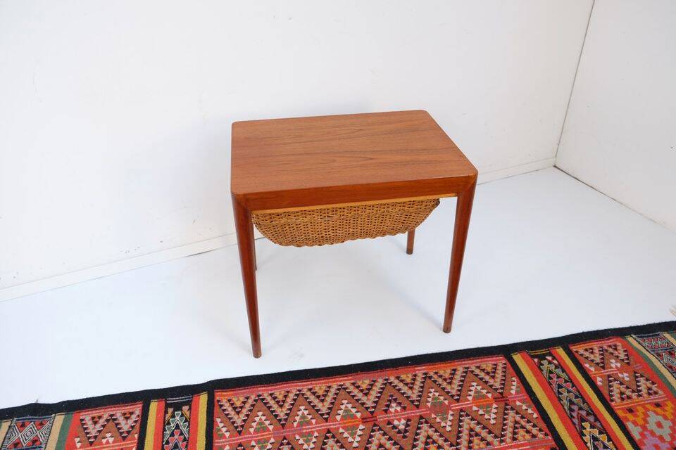 Mid-20th century Danish sewing table/side table in teak, Haslev Hansen