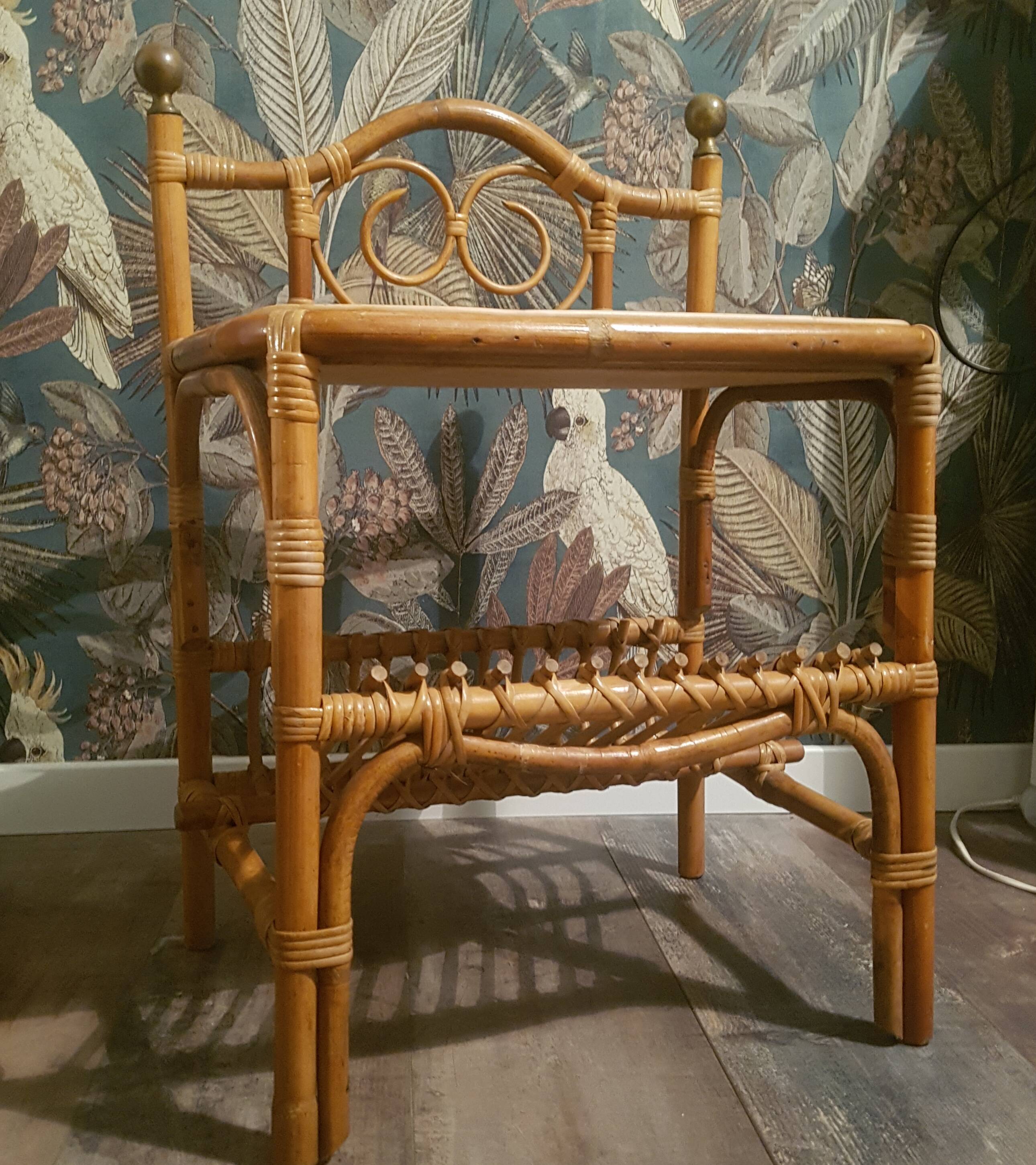 Vintage rattan bedside table