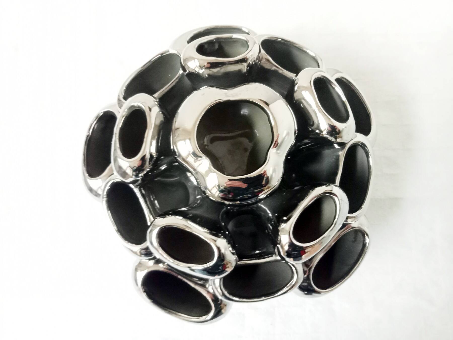 Vintage Vase • Alien • Chrome Ceramic • Post Space Age • 1980