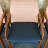 Teak dining chairs model 23 by Henning Kjaernulf for Korup Stolefabric