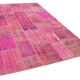 Handwoven oriental overdyed 202 cm x 303 cm pink patchwork rug