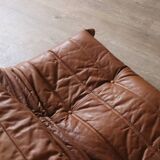 Original Ligne Roset Togo Two Seater Sofa In Leather By Michel Ducaroy '80s