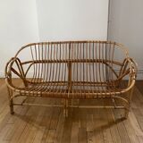Vintage rattan bench