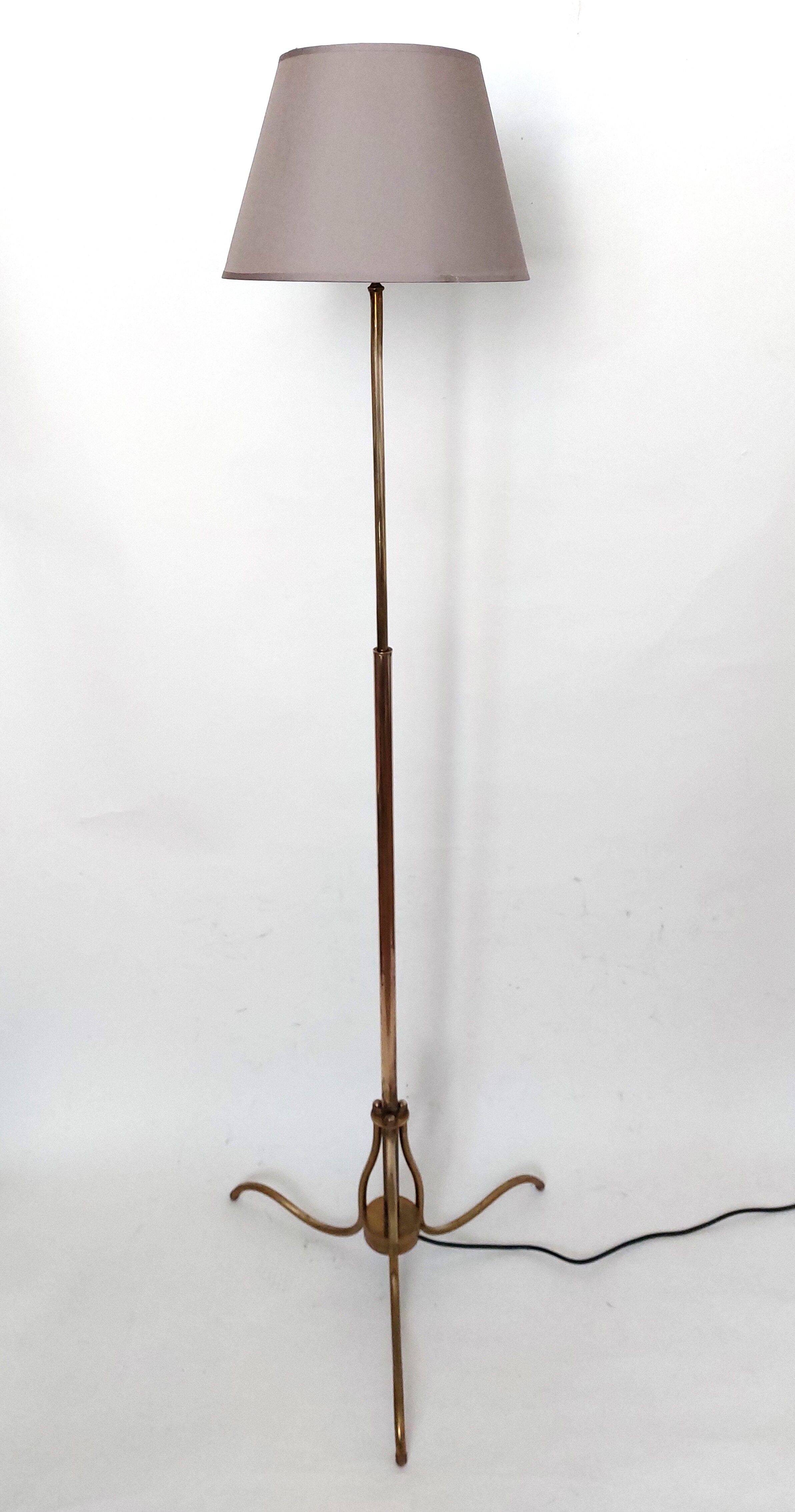 Floor lamp reading tripod gilded brass 1950/1960