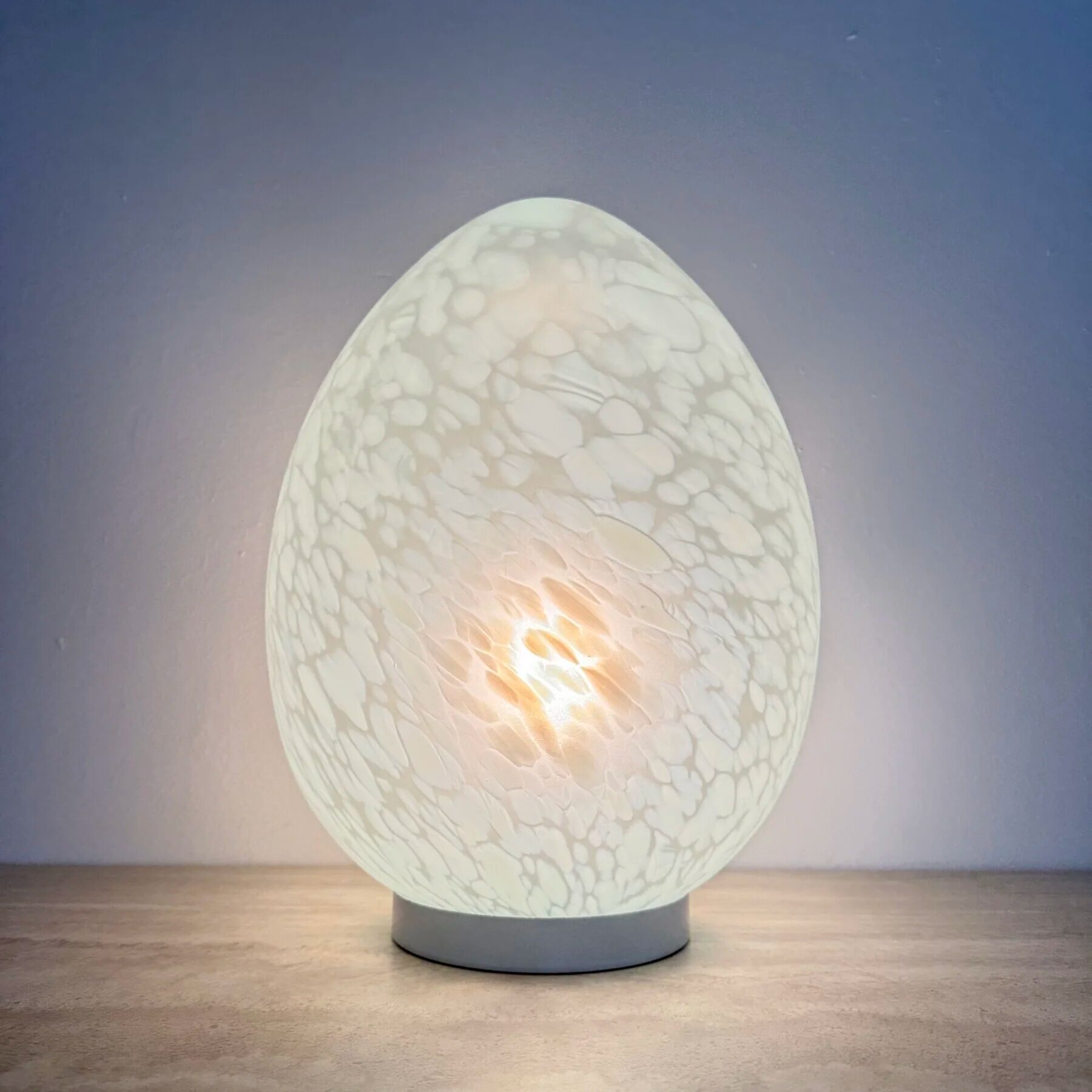 Mid-century large Domec France egg-shaped glass table lamp, 1970s