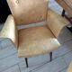 Pair of bridge armchairs in speckled faux leather, 1950.