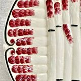 Set of 6 old Onnaing barbotine asparagus plates