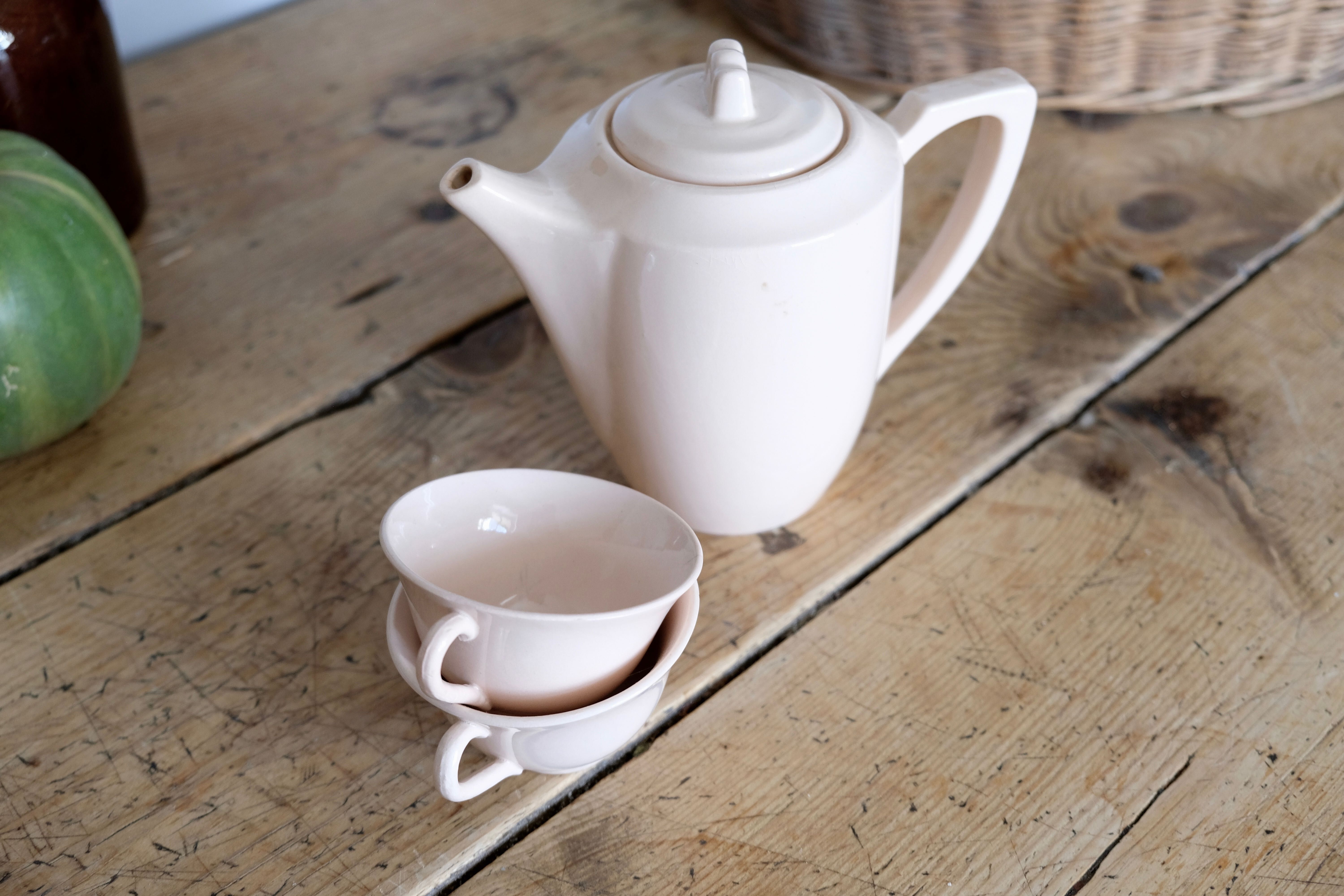 Powder pink teapot Art Deco Digoin - Sarreguemines